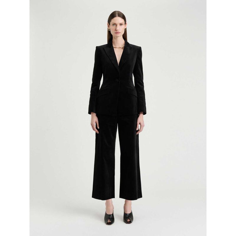 Veronika Maine Stretch Velvet Fitted Blazer image number 3